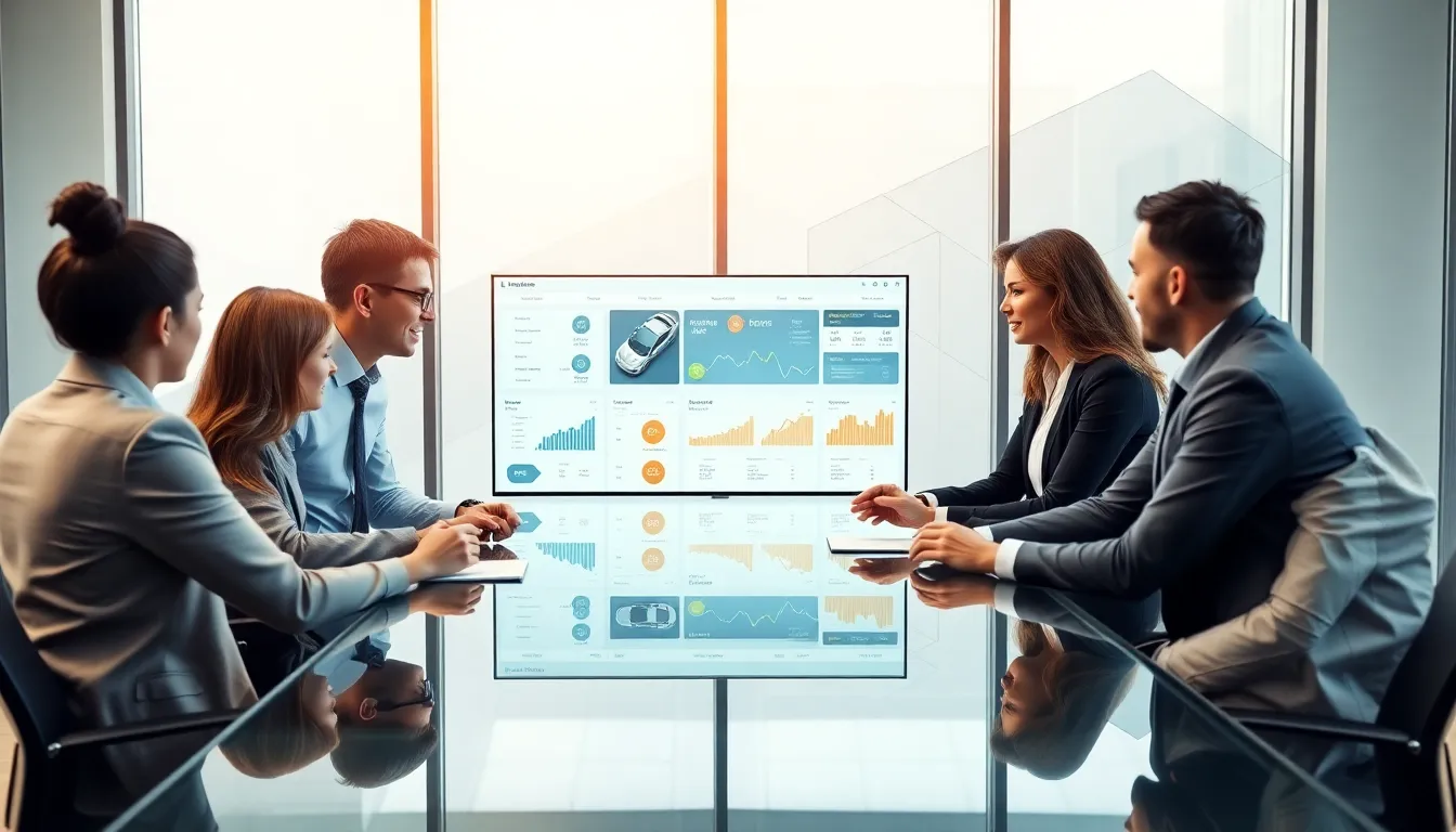 diverse team of auto brokers collaborating in a modern office.